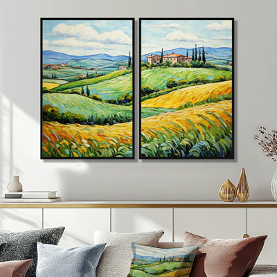 Vangogh Rolling Hills III - Landscapes Vangogh Canvas Prints 2-Panels