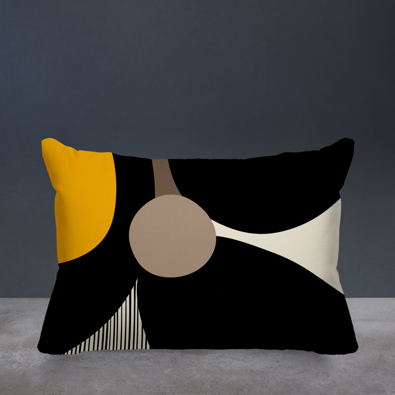 Coussin décoratif intérieur / extérieur en polyester filé Janie, Jaune, 18"H x 25"W