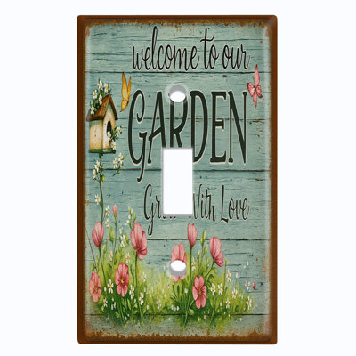 Couvercle de plaque d'interrupteur en métal; Enseigne à bascule US 1 taille US - Rustic Garden