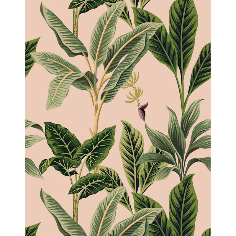 Vintage Tropical Wallpaper, Pink