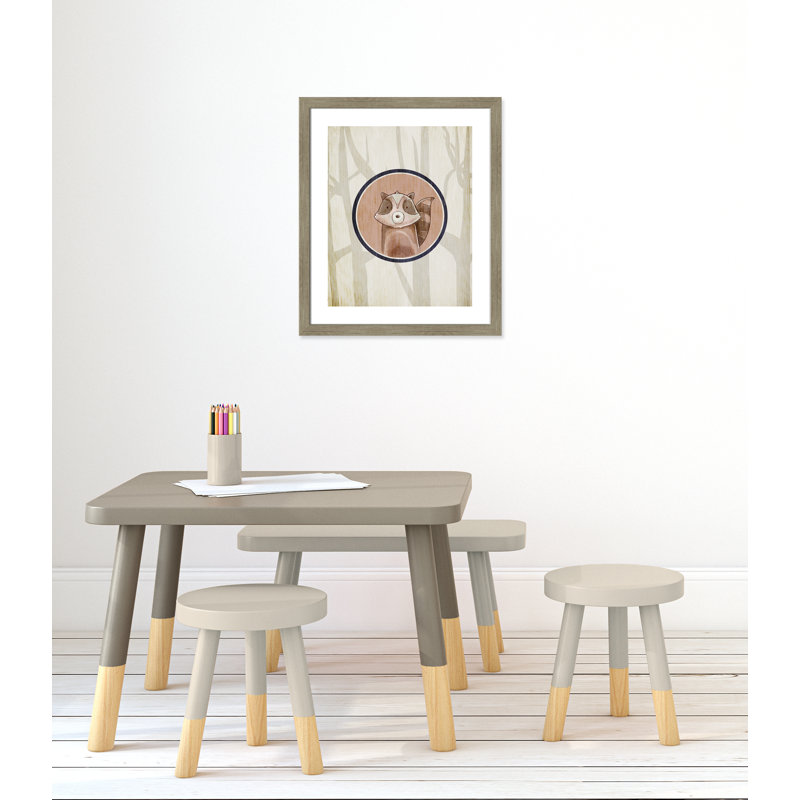 Animaux de la forêt, impression sur papier 1 pi, H 24,5 po x l 20,5 po x P 0,6 po, Encadré plat de bois de grange gris