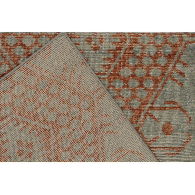 Distressed Homage Hand Knotted Wool Geometric Area Rug, Runner 3' x 8'