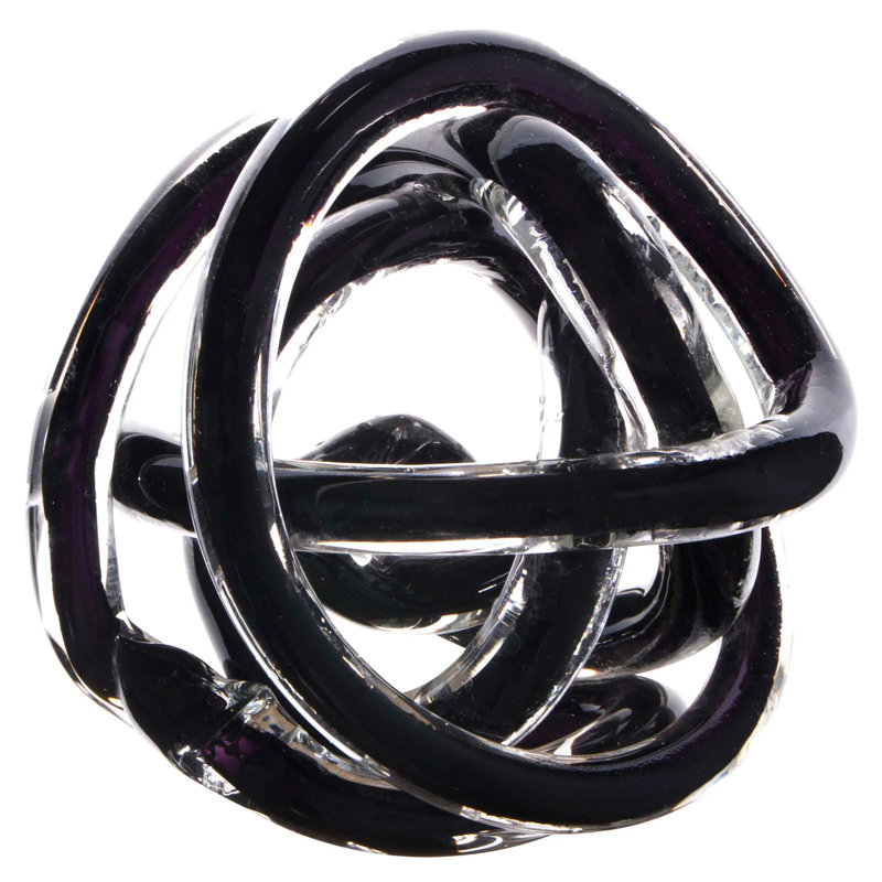 Holliman Decorative Glass Knot Colorful Abstract Decor Piece, 5" H x 5" W x 5" D, Black
