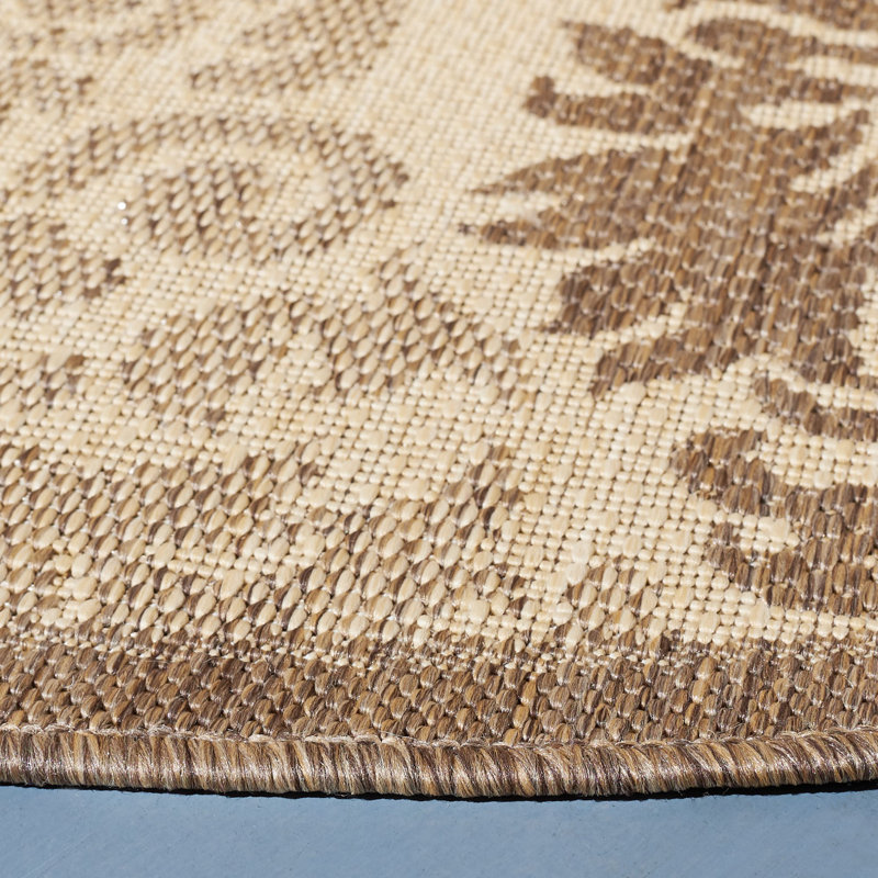 Arneshia Damask Natural/Brown Indoor / Outdoor Area Rug, Rectangle 5'3" x 7'7"