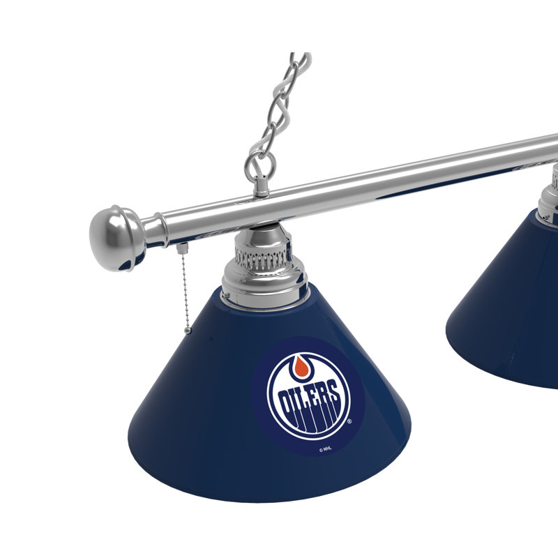 3 - Light Pool Table Lights Pendant, Chrome, Edmonton Oilers