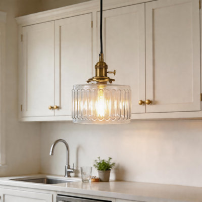 Luminaire suspendu cylindrique en verre 1 lumière