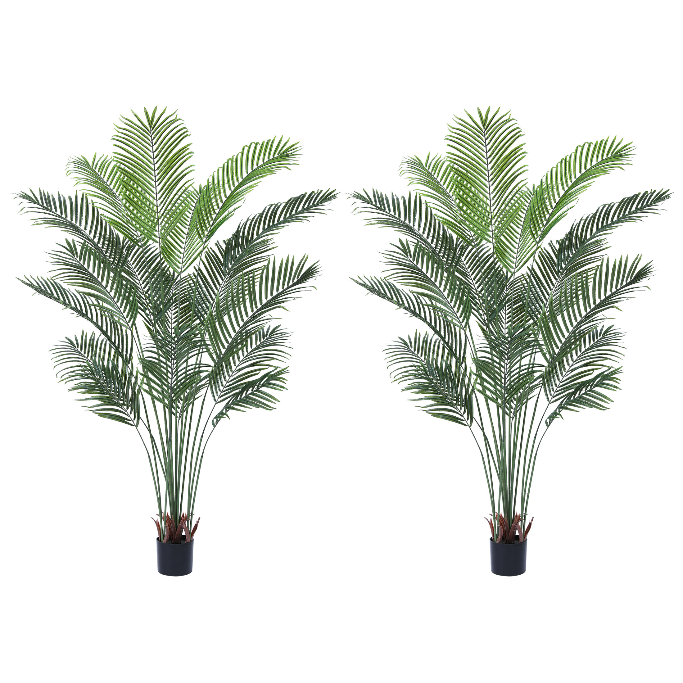 Primrue Adcock 2 Artificial Palm in Pot Set, Faux Green Palm Plant, Fake Palm Tree for Home Decor & Reviews | Wayfair