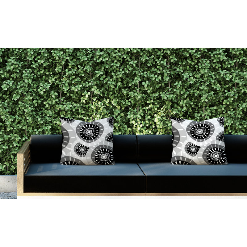 Coussin décoratif intérieur / extérieur, L 19 po x H 19 po, Noir