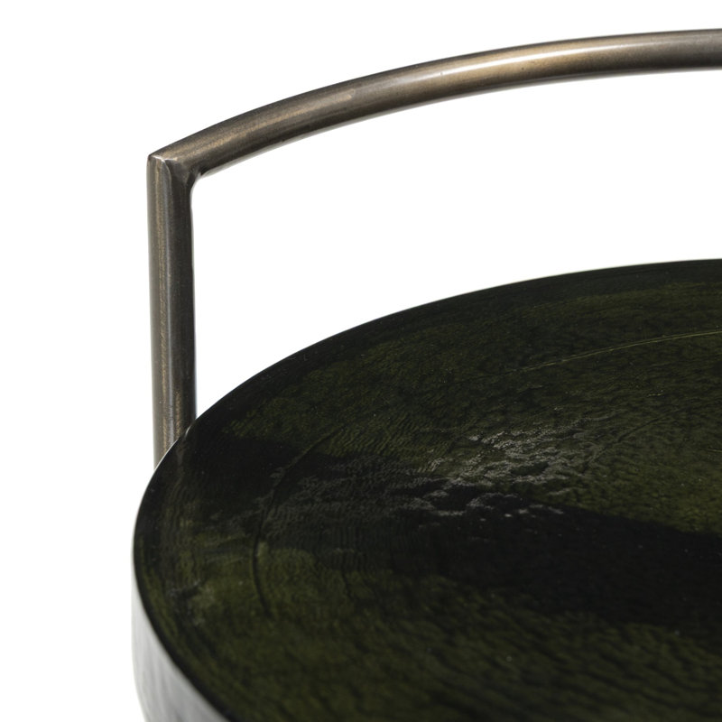Mira Bar Cart - Smoked Brown Cast Glass, Moss Cast Glass