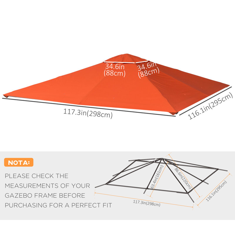 Auvent de remplacement pour abri de jardin, Orange