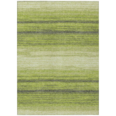 Tapis intérieur lavable rayé vert lime ivoire et noir 3 pi x 5 pi