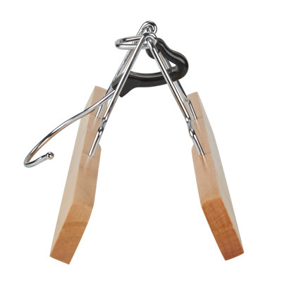  5-Pack Wooden Clamp Hangers for Skirts and Slacks | Natural Wood Trouser Hangers | Chrome Hook Pants Hangers | Bottom Garment Organizers