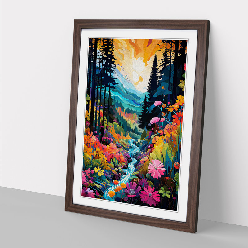 Single Picture Frame Print on Wood, Walnut Framed, 46cm H x 34cm W