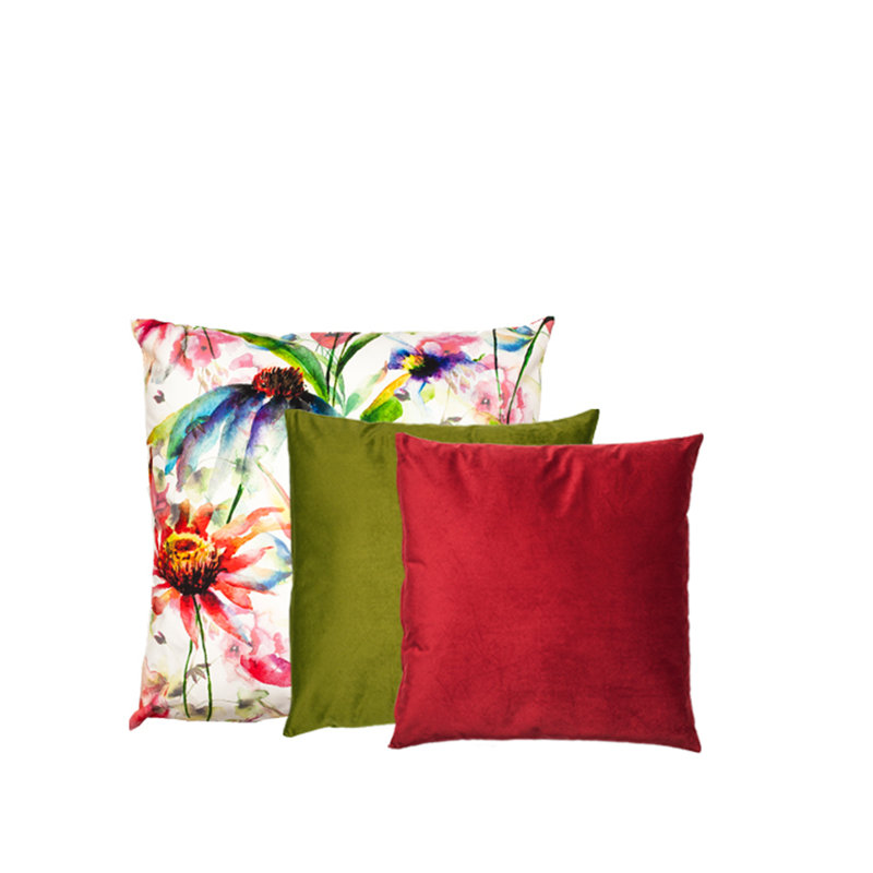 Mandy Square Cushion, Green/Red