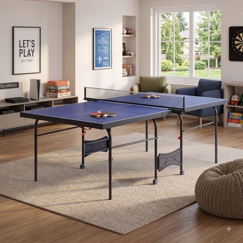 Buffet moderne de 64 pouces à cannelure douce et portes sans poignées, Bleu
