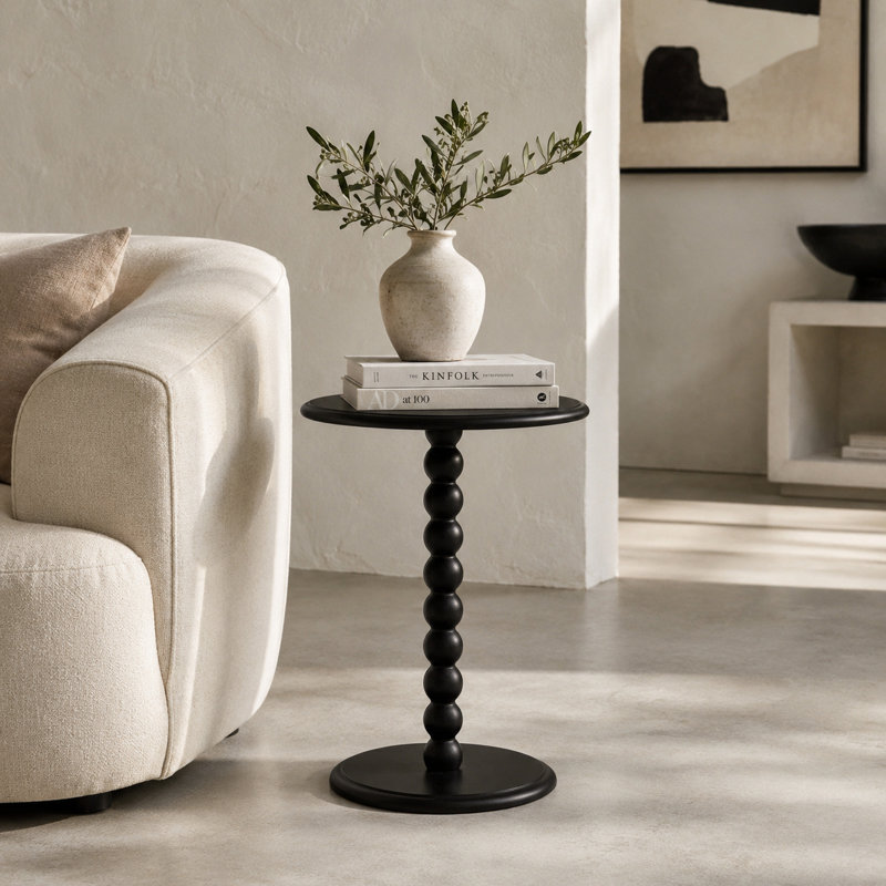 Table de bout 16,53 po, Black Rubberwood