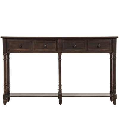 TREXM Console Table Sofa Table Easy Assembly With Two Storage Drawers And Bottom Shelf For Living Room, Entryway (Espresso)