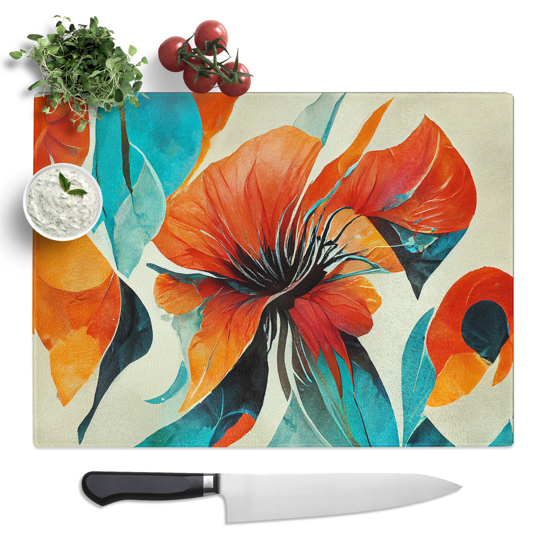 Flowers Abstract Art Vol.5  Glass Chopping Board