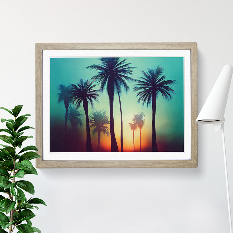 Delicious Palm Trees 1 Piece Single Picture Frame Painting, 25cm H x 34cm W x 2cm D, Oak