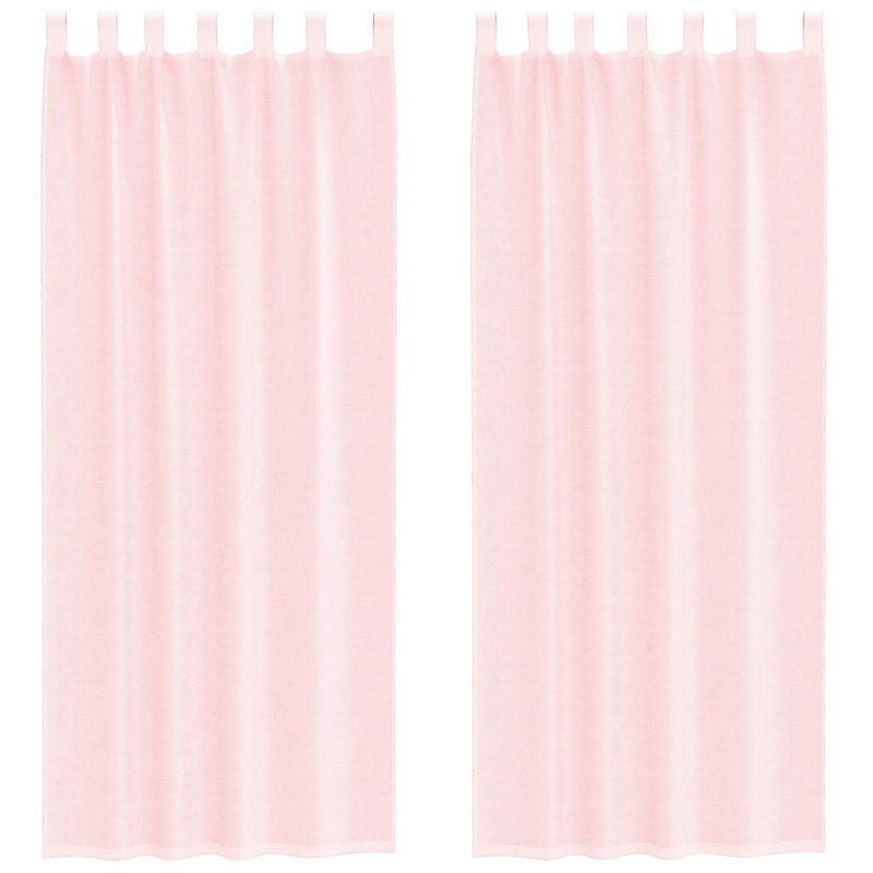 Voile Curtains With Tab Top 2 Pcs, Light Pink, 140cm Width x 260cm Drop
