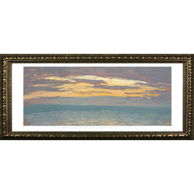 Reproduction d'art encadrée, "Vue de la mer au coucher du soleil" par Claude Monet