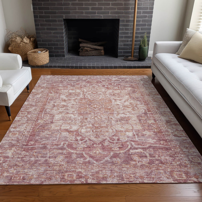 Tapis paprika Xhevrie intérieur / extérieur lavable à la machine, Rectangle 10 pi x 14 pi