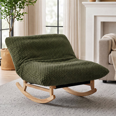 Chaise berçante moderne sans accoudoirs en velours côtelé de style moderne avec coussin éponge haute densité pour salon et chambre à coucher