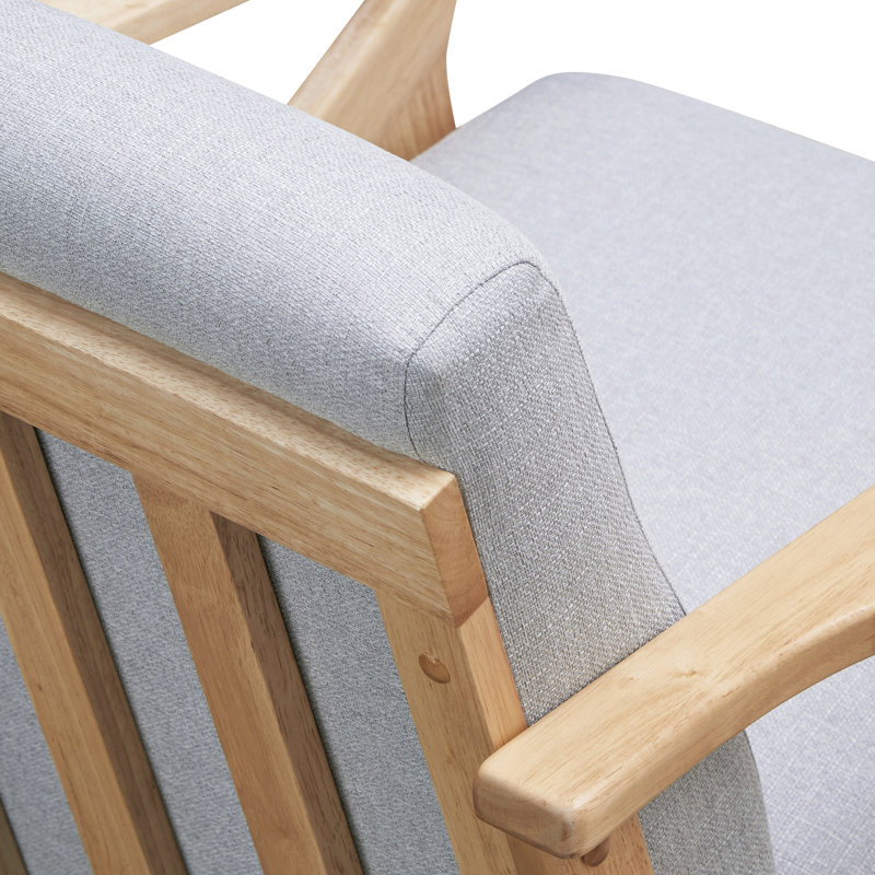 Fauteuil d'appoint Zola, Chêne, Polyester gris clair
