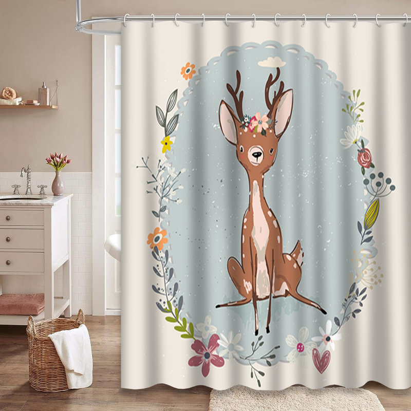 Mignon rideau de douche avec 12 crochets, L 72 po x l 84 po