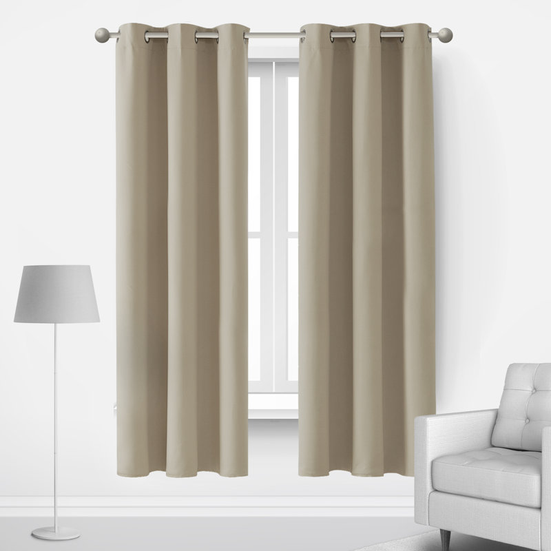 Lompoc Room Darkening Grommet Curtain Panels, Beige, 42" W x 72" L