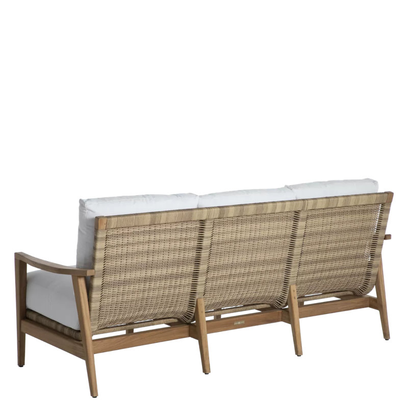 Pointe Teak N-Dura Resin Wicker Outdoor Sofa - Oyster Natural, No, Verona Mist
