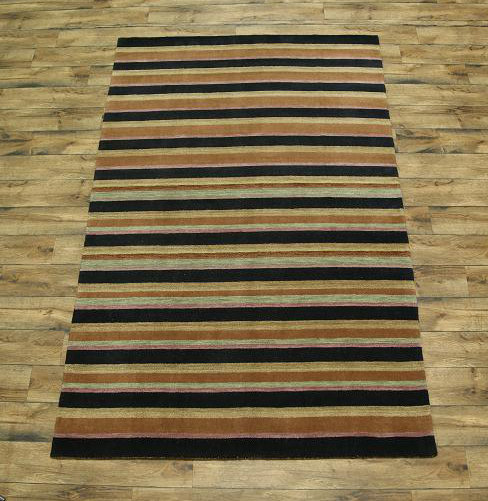 Tapis oriental en laine noué à la main brun / jaune Lavdmir