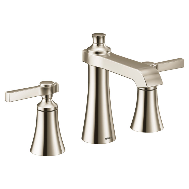 Moen Flara 8 Inch Widespread 2-Handle High-Arc Bathroom Faucet, Valve Included, Satin Nickel