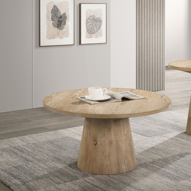 Table basse ronde de style contemporain, Chêne