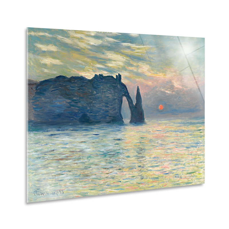 Cliff At Dawn by Claude Monet - No Frame Painting, Plastic/Acrylic, 70cm H x 100cm W