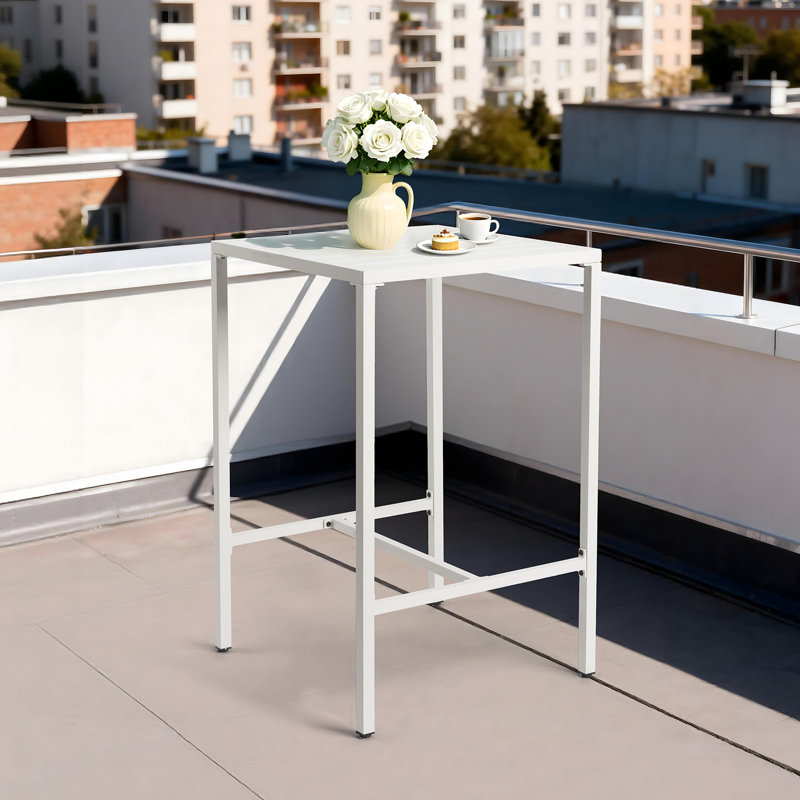 Table de bar d'extérieur en aluminium 27 po, blanc, Blanc