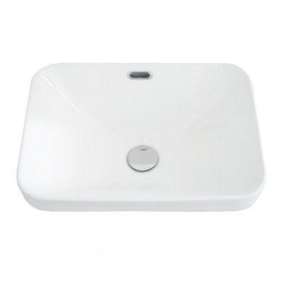 Integrated White Ceramic Basin, Drain Notincluded