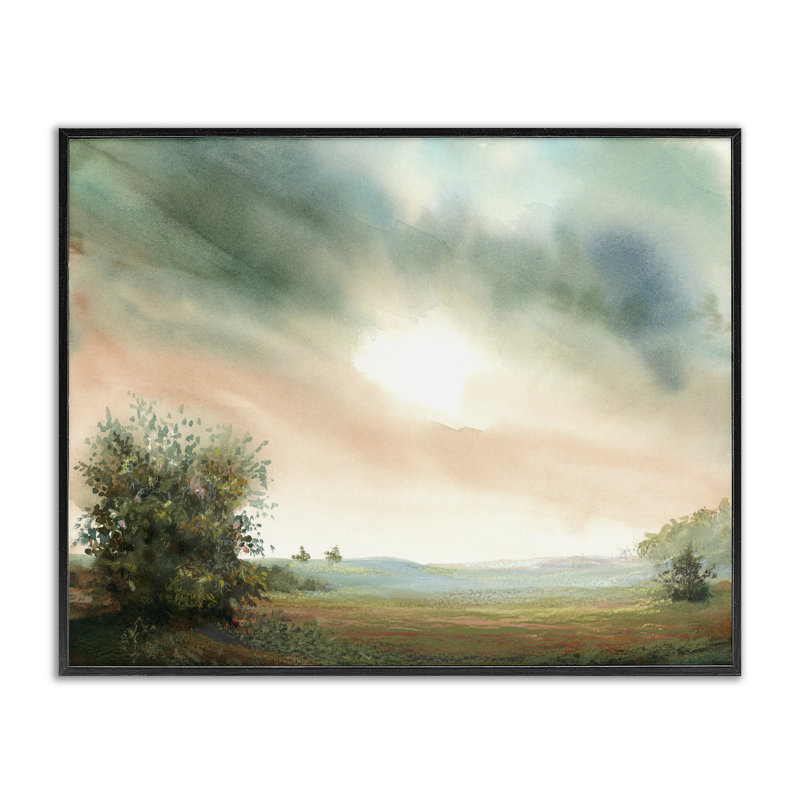 Lever de soleil sur champ pastoral, estampe numérique, design par Ashley Davis, H 16 po x l 20 po