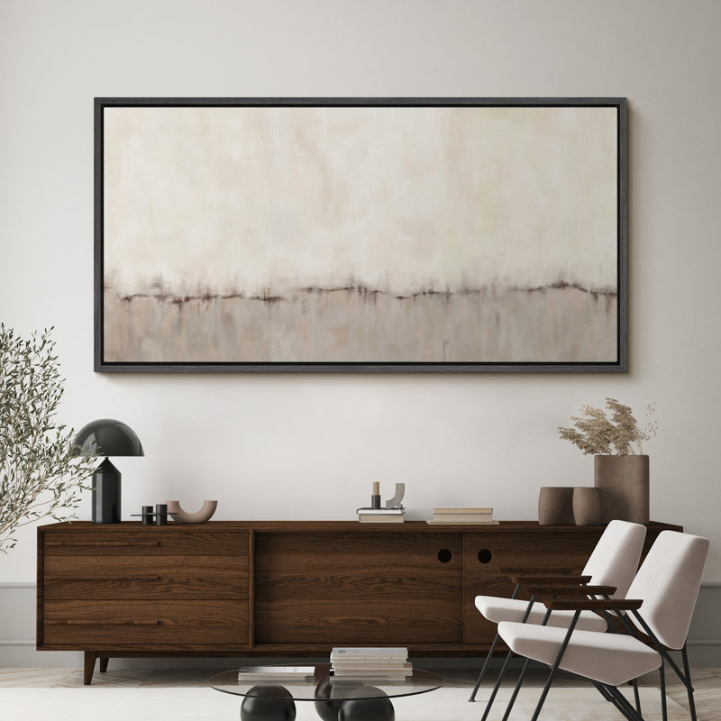 «Minimal Landscape Minimalist Abstract Design in Soft Neutrals», art extra large, art mural, Noir, noir, noir, noir