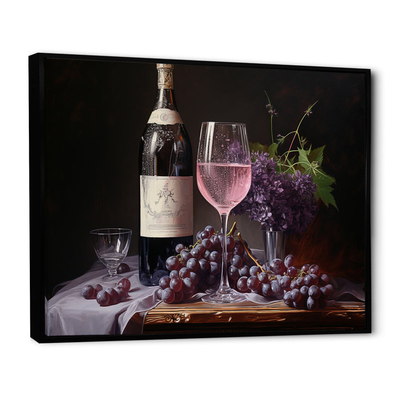 Lambrusco lustre sur toile, Cadre flottant noir, H 34 po x l 44 po x P 1,5 po