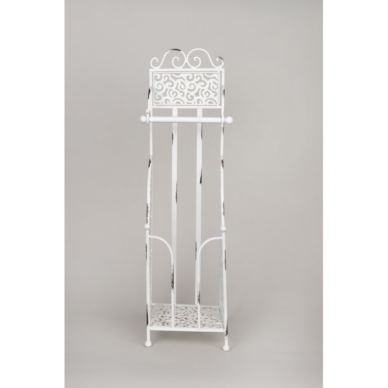 Porte-papier hygiénique sur pied Liveva, Blanc antique