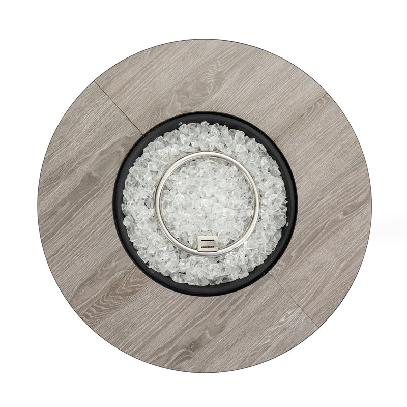 Foyer de table au gaz propane 30 po, foyer rond en acier de 50 000 BTU avec plateau en céramique grain de bois pour l'extérieur