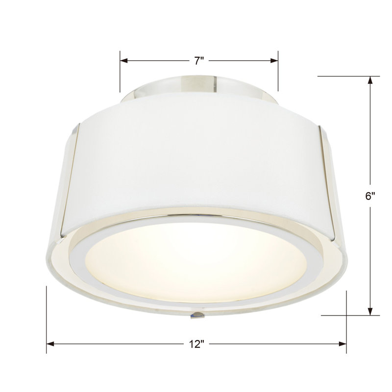 Marietta Flush Mount, Polished Nickel, Nickel/White