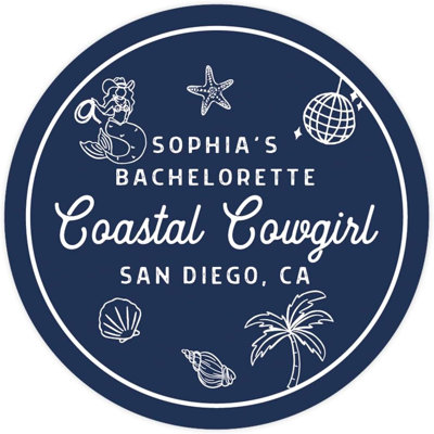 Custom Coastal Cowgirl Beach Bachelorette Stickers 40 Pack
