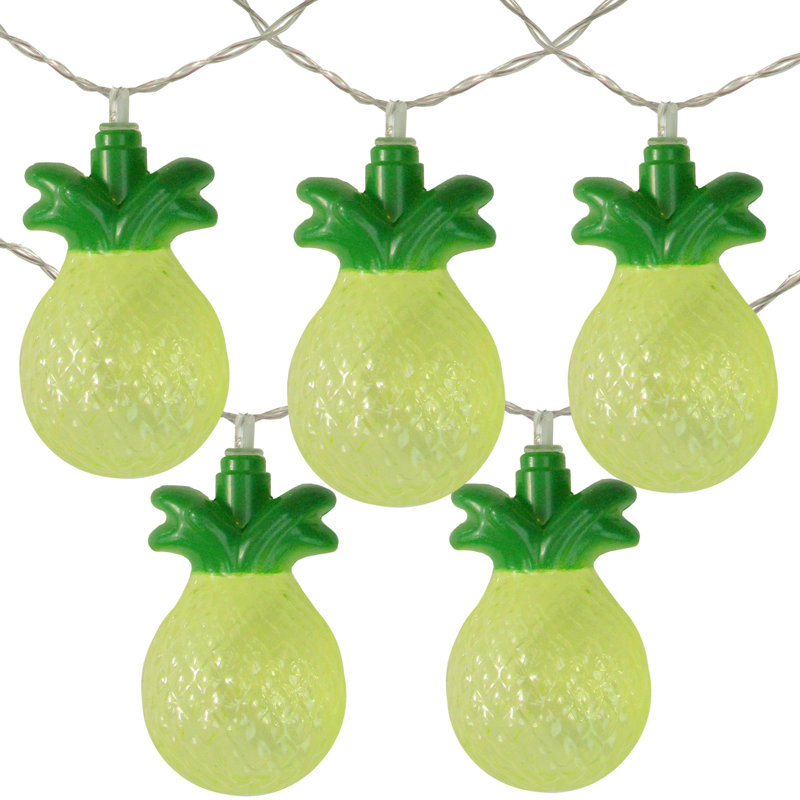 Guirlande de 10 lumières DEL ananas vert 10 fils - fil transparent 4,5 pi
