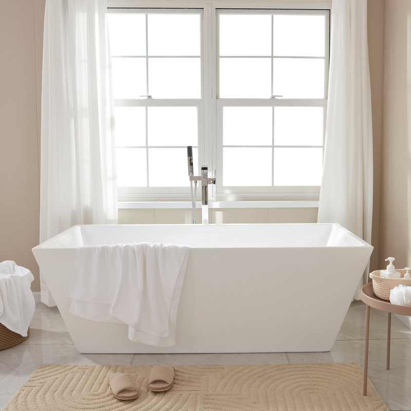 Baignoire autoportante en acrylique Chloe, Blanc / chrome poli