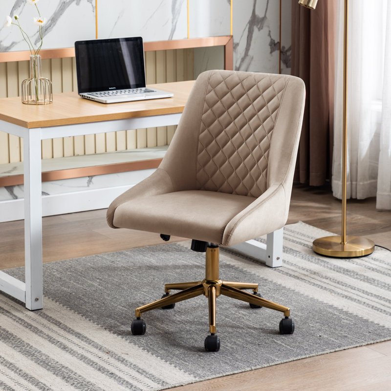 Velvet Task Chair, Gold, Khaki