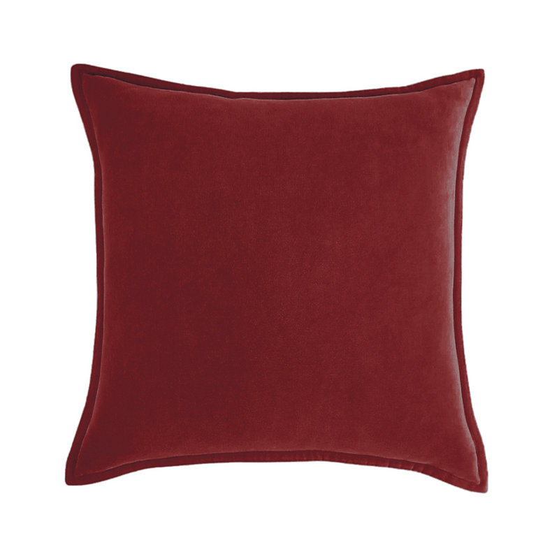 (Couvertures avec insertions) Ensemble de 2 coussins décoratifs en velours de polyester de couleur unie, Burgundi, Polyester