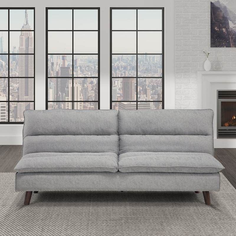 Joneric 74.5'' Modern & Contemporary Textured Fabric Upholstery Convertible Sofa Bed with Seamless Sofa-to-Sleeper Conversion, Exposed Wood Feet
