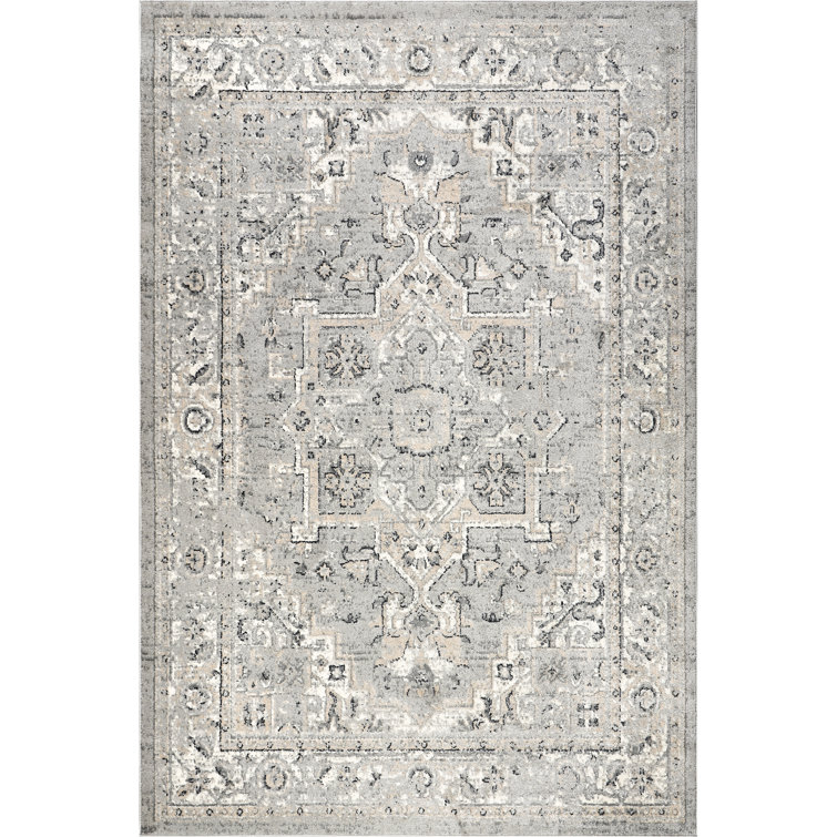 Edwa Traditional Power Loom Performance Light Gray Rug